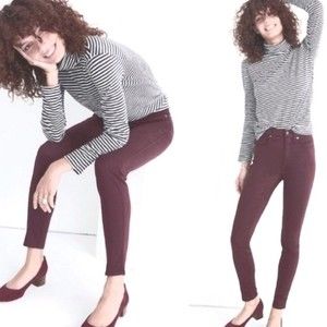 Madewell Midrise Burgundy Slim Fit Skinny Denim Jeans Size 32 Stretch